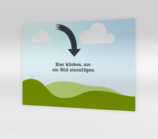 Schokoladen Tisch-Adventskalender zur individuellen Gestaltung mit Platzhalter-Motiv. Kann mit eigenen Bildern, Logos oder Designs personalisiert werden.