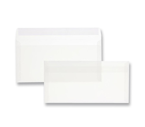 Transparentes selbstklebendes Kuvert im DIN Lang Format.