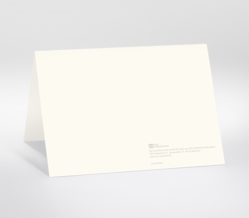 Rückseite mit SOS-Logo und Beschreibung der Arbeit von SOS-Kinderdorf