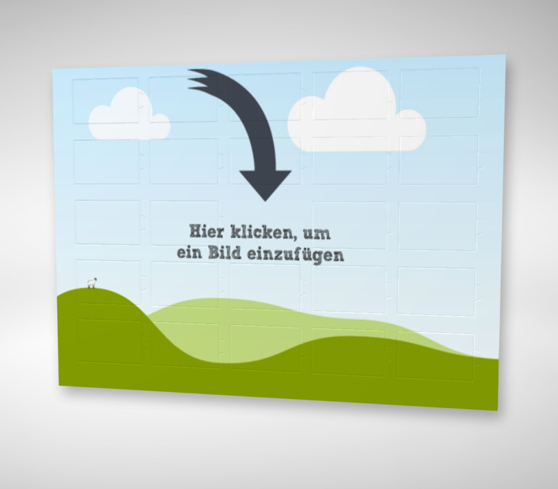 Tisch-Adventskalender von Sarotti mit Platzhaltermotiv. Kann mit Bildern, einem Logo und eigenem Design personalisiert werden.