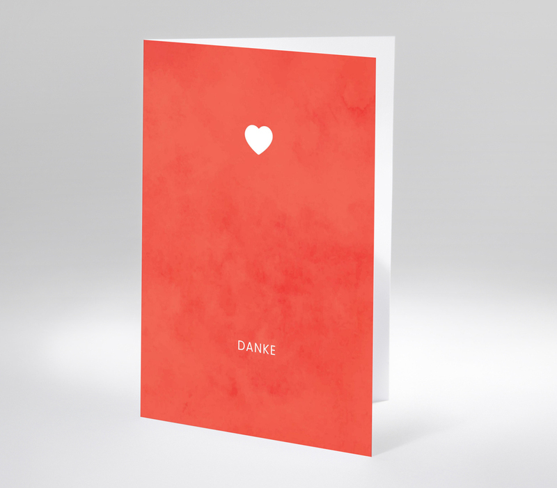 Minimalistische Dankeskarte mit Herzsymbol und Schriftzug Danke.