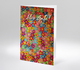 Bunte Blumenillustration mit Schriftzug Alles Gute! auf grünem Hintergrund