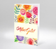 Grußkarte mit bunten Blumen in Aquarell und Schriftzug Alles Gute in der Mitte