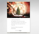 Stimmungsvolle digitale Weihnachtskarte die einen Weihnachtsbaum in einer Schneekugel zeigt. Darüber steht Frohe Weihnachten und viel Glück im neuen Jahr.