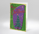 Weihnachtskarte im Retro-Stil mit geschmücktem Baum und dem Text Merry Christmas.